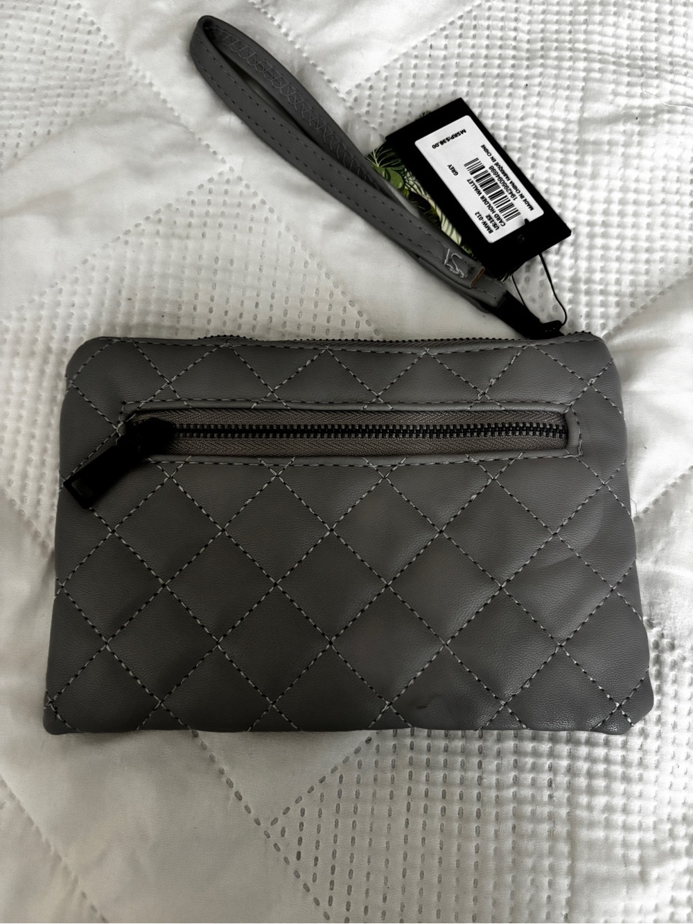 Badgley Mischka Quilted Gray Clutch with Black Logo - Picture 5 of 5